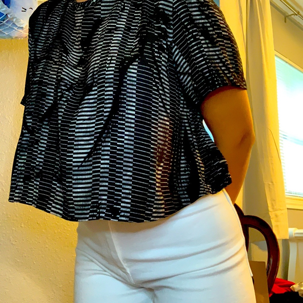 Satin / silk black crop top size L